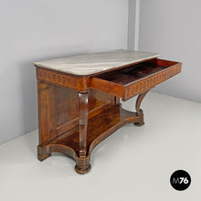 画像をギャラリービューアに読み込む, Console table in wood and marble with inlay decorations, 1840