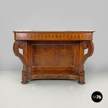 画像をギャラリービューアに読み込む, Console table in wood and marble with inlay decorations, 1840