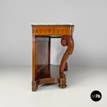 画像をギャラリービューアに読み込む, Console table in wood and marble with inlay decorations, 1840