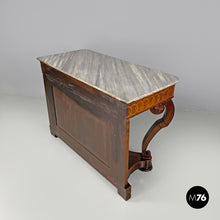 画像をギャラリービューアに読み込む, Console table in wood and marble with inlay decorations, 1840