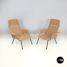 画像をギャラリービューアに読み込む, Armchairs in metal and beige rope, 1960s
