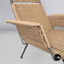 画像をギャラリービューアに読み込む, Armchairs in metal and beige rope, 1960s