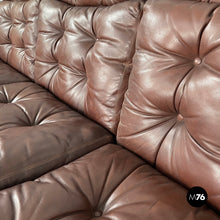 将图片加载到图库查看器,Brown leather sofa Coronado by Afra and Tobia Scarpa for B&B, 1970s