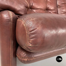 将图片加载到图库查看器,Brown leather sofa Coronado by Afra and Tobia Scarpa for B&B, 1970s