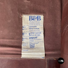将图片加载到图库查看器,Brown leather sofa Coronado by Afra and Tobia Scarpa for B&B, 1970s