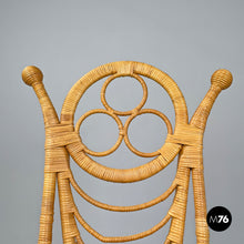 画像をギャラリービューアに読み込む, Rattan chairs with geometric decorations and red cushions, early 1900s