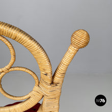 画像をギャラリービューアに読み込む, Rattan chairs with geometric decorations and red cushions, early 1900s