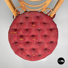 画像をギャラリービューアに読み込む, Rattan chairs with geometric decorations and red cushions, early 1900s