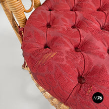 画像をギャラリービューアに読み込む, Rattan chairs with geometric decorations and red cushions, early 1900s