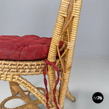 画像をギャラリービューアに読み込む, Rattan chairs with geometric decorations and red cushions, early 1900s