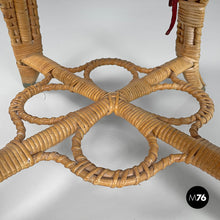 画像をギャラリービューアに読み込む, Rattan chairs with geometric decorations and red cushions, early 1900s