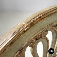 画像をギャラリービューアに読み込む, Green and gold wooden armchairs with orange cushions, 1700s