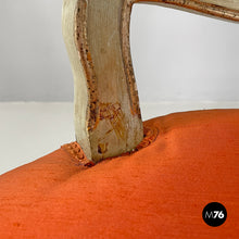 画像をギャラリービューアに読み込む, Green and gold wooden armchairs with orange cushions, 1700s