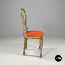 画像をギャラリービューアに読み込む, Green and gold wooden chairs with orange cushions, 1700s