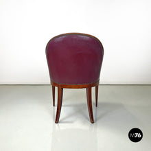 画像をギャラリービューアに読み込む, Wine-colored leather armchair with studs, 1950s