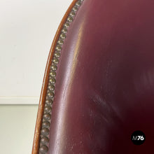 画像をギャラリービューアに読み込む, Wine-colored leather armchair with studs, 1950s