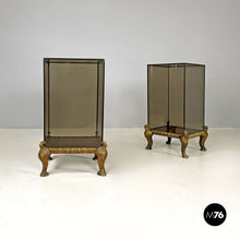 画像をギャラリービューアに読み込む, Wood and glass coffee tables or pedestals, 1970s