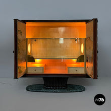 画像をギャラリービューアに読み込む, Wood and green marble bar cabinet with Japanese style painting, 1940s