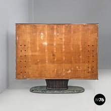 画像をギャラリービューアに読み込む, Wood and green marble bar cabinet with Japanese style painting, 1940s