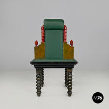 画像をギャラリービューアに読み込む, Green leather chairs with wooden decorations, 1930s