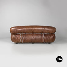 画像をギャラリービューアに読み込む, Brown leather Soriana sofa by Afra and Tobia Scarpa for Cassina, 1970s