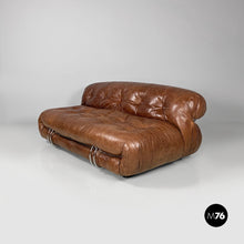 画像をギャラリービューアに読み込む, Brown leather Soriana sofa by Afra and Tobia Scarpa for Cassina, 1970s