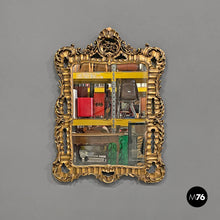 画像をギャラリービューアに読み込む, Golden decorated wall mirror, 1960s