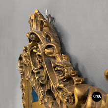 画像をギャラリービューアに読み込む, Golden decorated wall mirror, 1960s