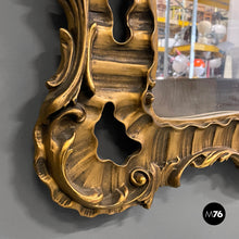 画像をギャラリービューアに読み込む, Golden decorated wall mirror, 1960s