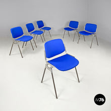 Carica l'immagine nel visualizzatore di Gallery, Blue fabric DSC chairs by Giancarlo Piretti for Anonima Castelli, 1970s