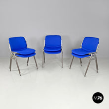 Carica l'immagine nel visualizzatore di Gallery, Blue fabric DSC chairs by Giancarlo Piretti for Anonima Castelli, 1970s