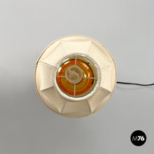 将图片加载到图库查看器,Brass table lamps with beige shade and orange fringes, 1980s