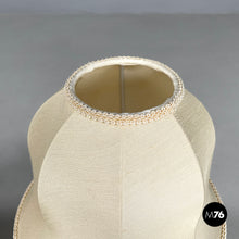 将图片加载到图库查看器,Brass table lamps with beige shade and orange fringes, 1980s