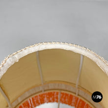 将图片加载到图库查看器,Brass table lamps with beige shade and orange fringes, 1980s