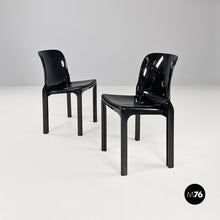 画像をギャラリービューアに読み込む, Glossy black plastic Selene chairs by Vico Magistretti for Artemide, 1960s