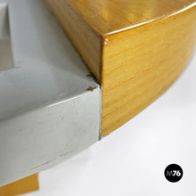 画像をギャラリービューアに読み込む, Elliptical solid wood coffee table with bottle holder, 1980s