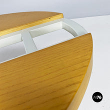 画像をギャラリービューアに読み込む, Elliptical solid wood coffee table with bottle holder, 1980s