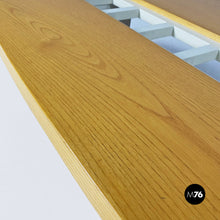 画像をギャラリービューアに読み込む, Elliptical solid wood coffee table with bottle holder, 1980s