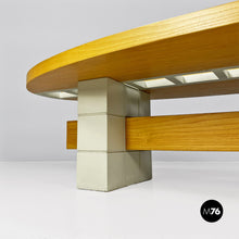 画像をギャラリービューアに読み込む, Elliptical solid wood coffee table with bottle holder, 1980s
