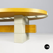 画像をギャラリービューアに読み込む, Elliptical solid wood coffee table with bottle holder, 1980s