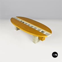 画像をギャラリービューアに読み込む, Elliptical solid wood coffee table with bottle holder, 1980s