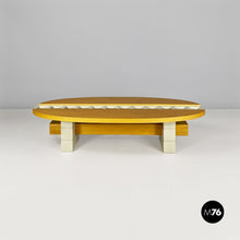 画像をギャラリービューアに読み込む, Elliptical solid wood coffee table with bottle holder, 1980s