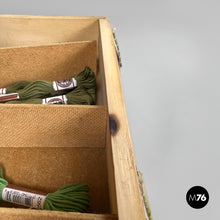 画像をギャラリービューアに読み込む, Wooden chest of drawers and colored threads by Cucirini Tre Stelle, 1960s