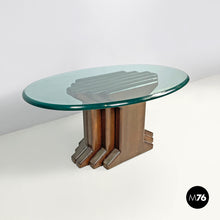 Load image into Gallery viewer, Oval coffee table with wooden base, 1970s