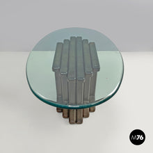 Load image into Gallery viewer, Oval coffee table with wooden base, 1970s