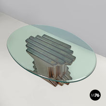 Load image into Gallery viewer, Oval coffee table with wooden base, 1970s