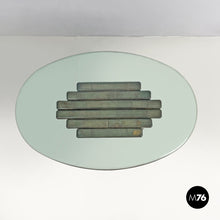 Load image into Gallery viewer, Oval coffee table with wooden base, 1970s