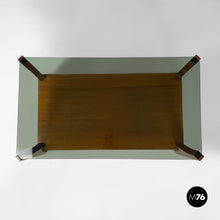 画像をギャラリービューアに読み込む, Wooden coffee table with smoked glass top, 1960s