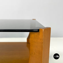 画像をギャラリービューアに読み込む, Wooden coffee table with smoked glass top, 1960s