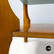 画像をギャラリービューアに読み込む, Wooden coffee table with smoked glass top, 1960s